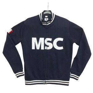 MSC Cruises Jacket Mens Medium Navy Blue Full Zip Fleece Varsity Nautical